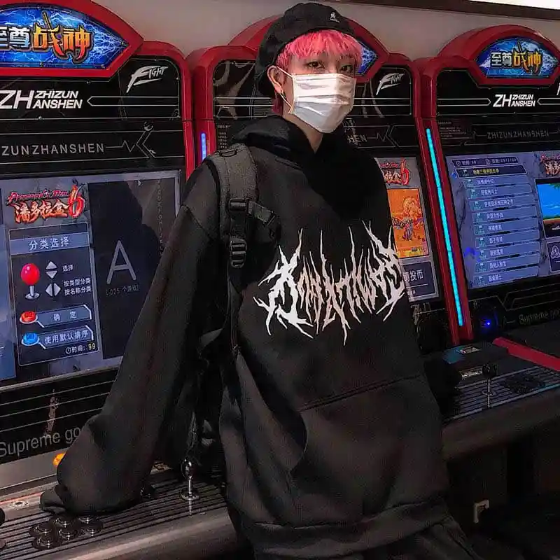 

Harajuku Hoodie Men Sweatshirt Women Hip Hop Graffti Colorful Diamond Hoodies Autumn Winter Pullover Couple Loose Oversized Goth