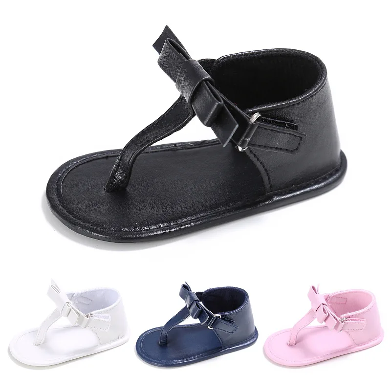 

Newly Summer Fashion Casual Toddler Baby Girls Sandals Shoes Solid Flat With Heel Hook Bowknot Prewalker Anti-slip Pram Shoes