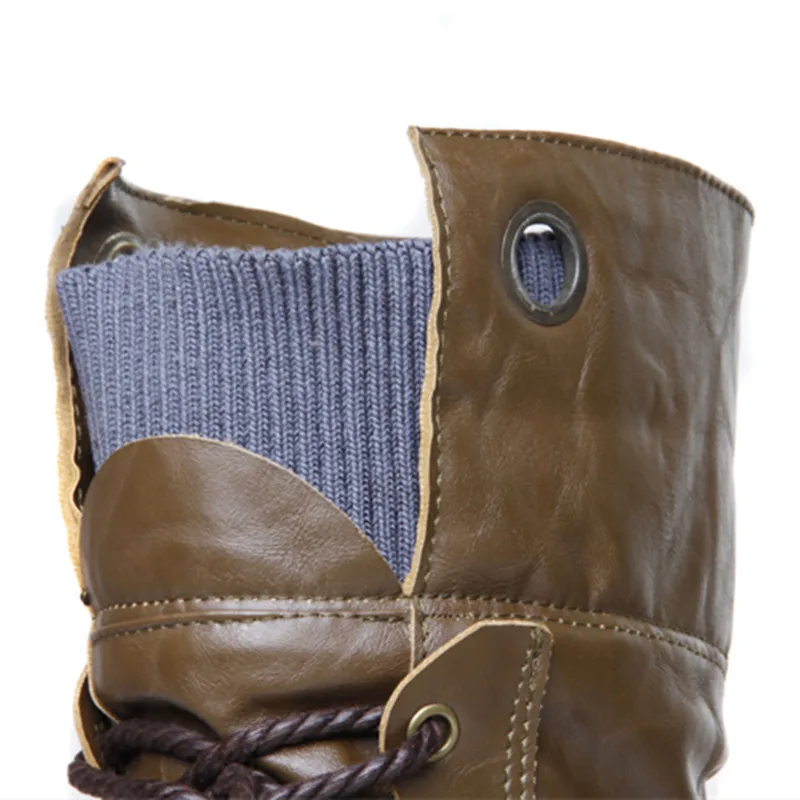 Женские ботинки до середины икры ENMAYER мотоциклетные зимние на плоской подошве