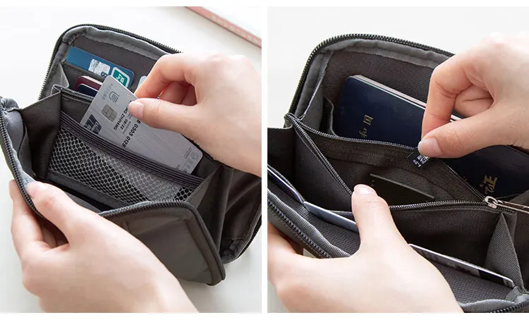 Travel Digital Pouch Nylon Travel Passport Case Multi Purpose Zipper Card and ID Holder Cable Gadgets Organizer