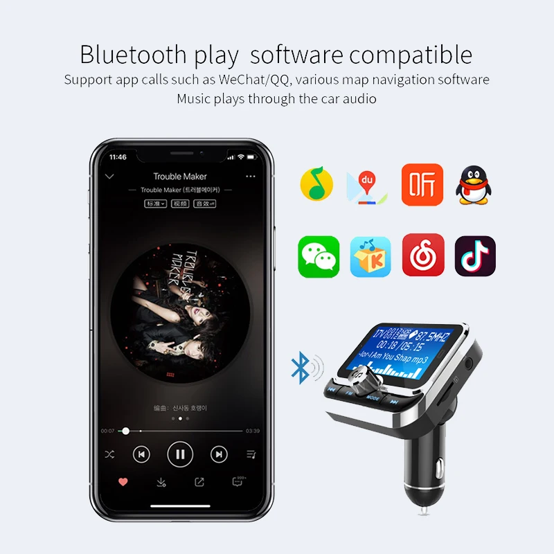 Fm-передатчик Bluetooth Автомобильный 1,8 дюймов ЖК-дисплей fm-модулятор с AUX Bluetooth MP3 музыкальный плеер радио передатчик двойной USB