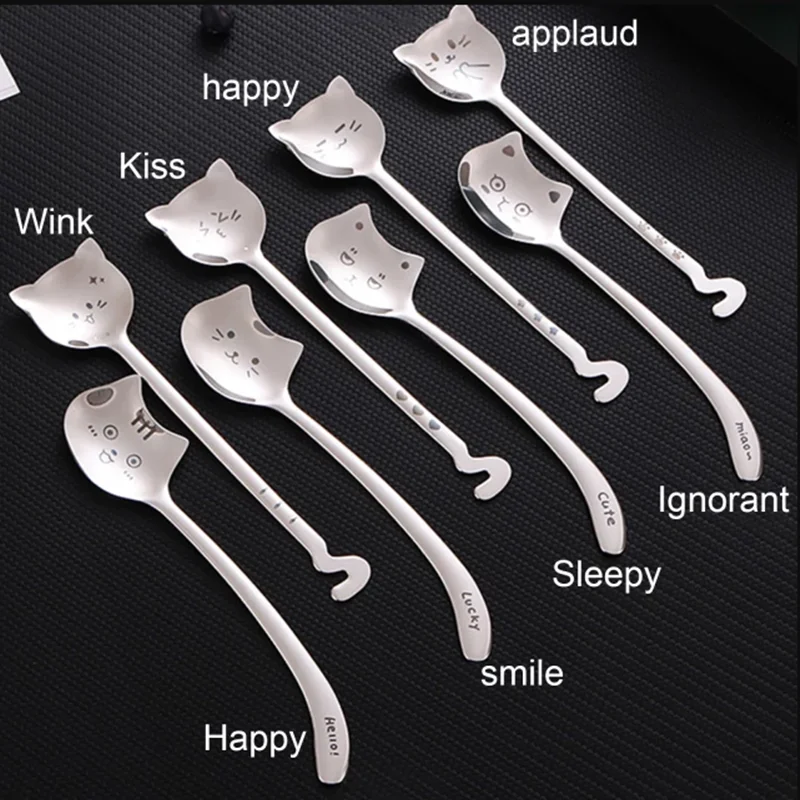 4 шт. 304 Нержавеющая сталь Творческий мультфильм десертная ложка для мороженого