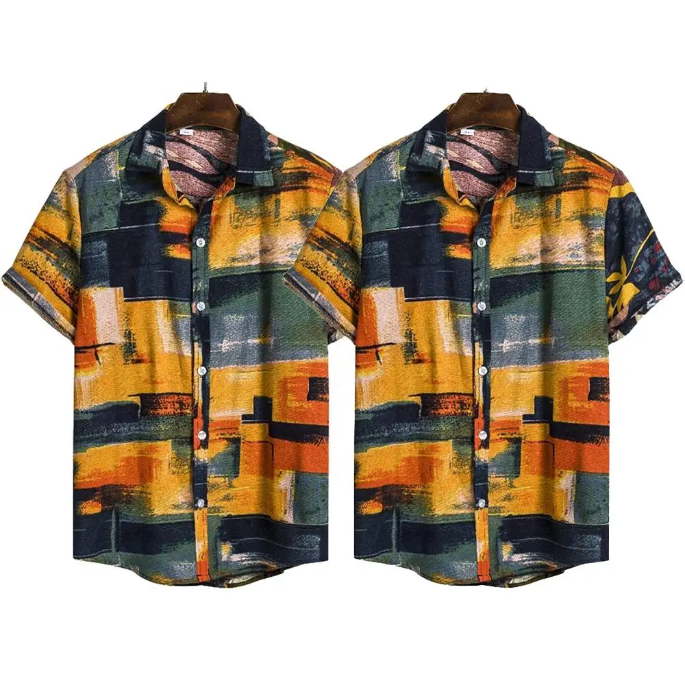 

Button-Up Casual Shirts Mens Short Sleeve Hawaiian Summer Beach Comfy Loose Tops Men Clothing