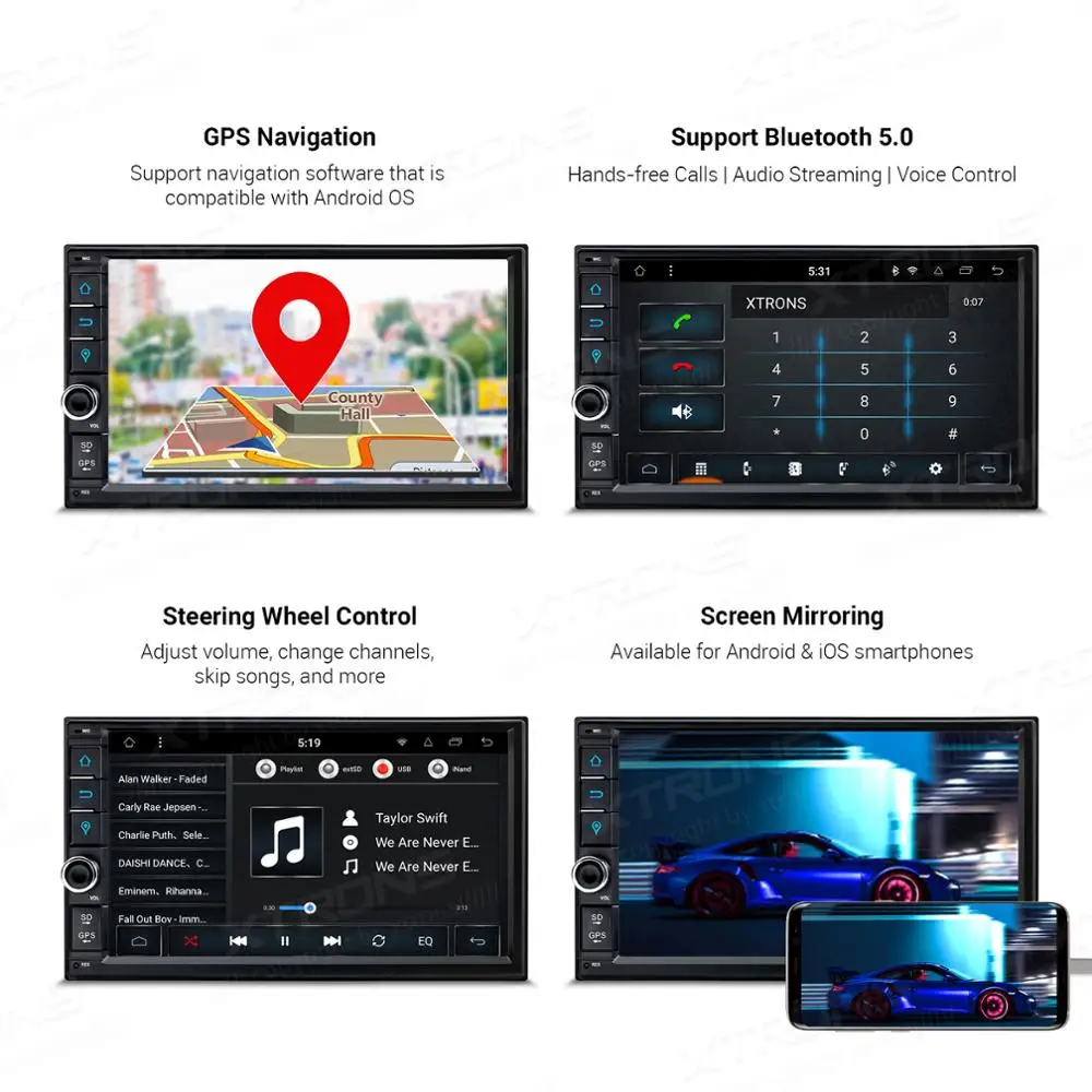 XTRONS 2 Din 7 ''Android 9 0 Восьмиядерный Универсальный Автомобильный Интеллектуальный