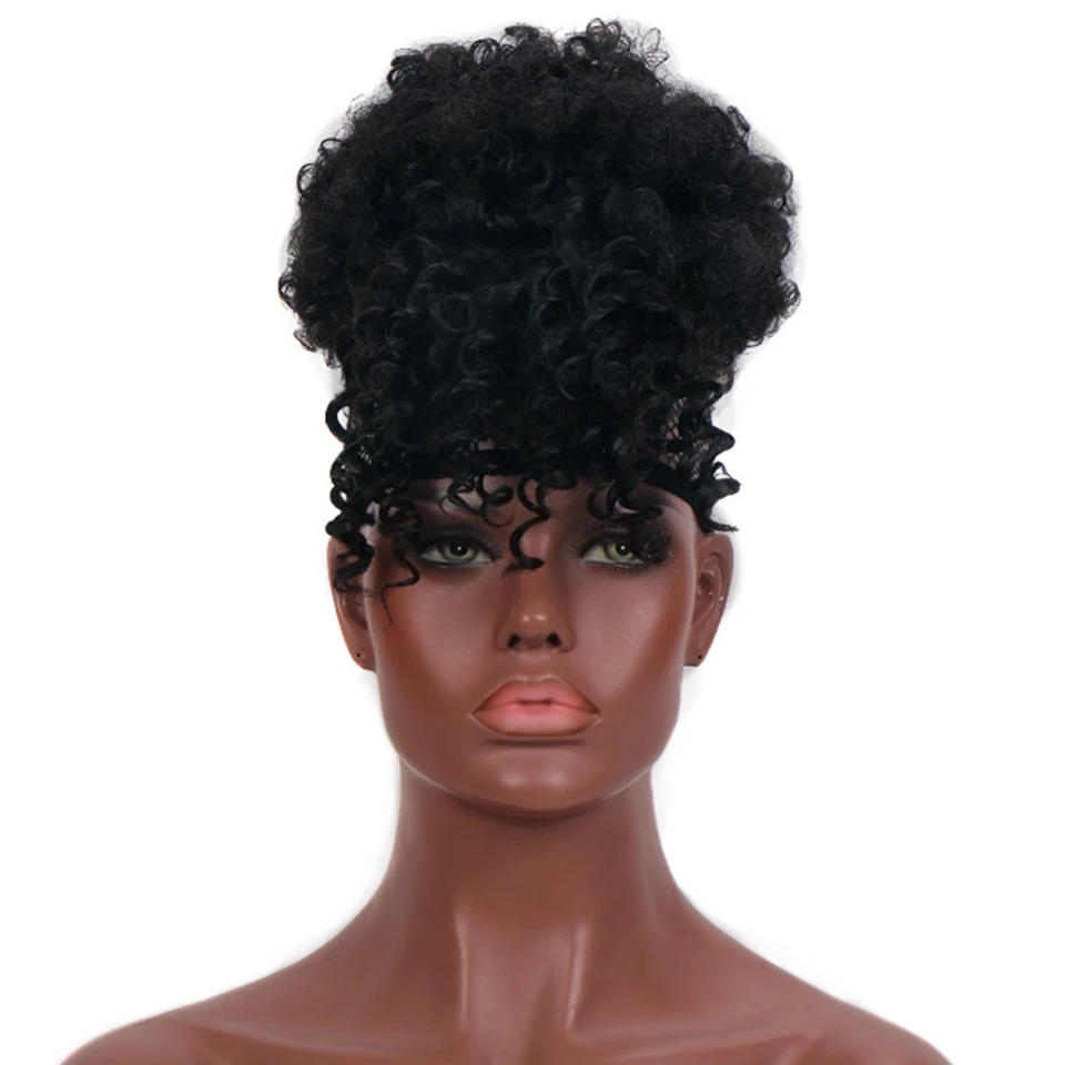 

HOUYAN, Женский Африканский пучок с челкой, высокотемпературный и пушистый синтетический конский хвост, пристегивающийся к волосам