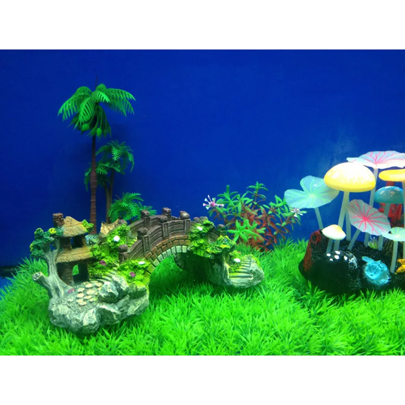 Аквариум для рыбок винтажная декоративная мостов павильон аквариум орнамент