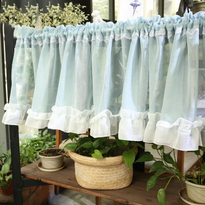 

Rzcortinas Tulle Short Curtain for Kitchen American Coffee Curtains with Lace Decor Half Kitchen Curtain Drapes Home Decortion