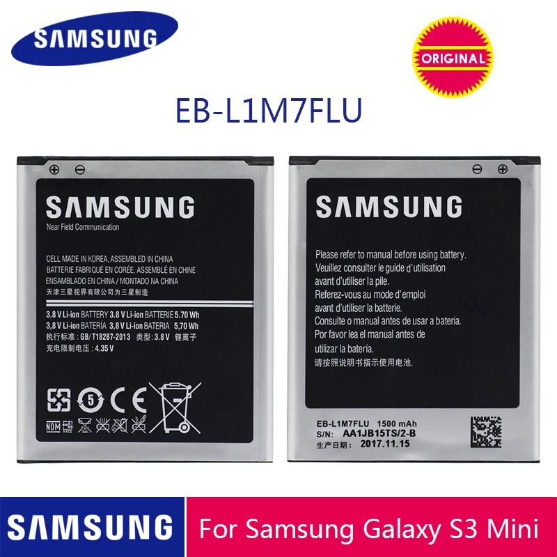 Samsung EB-L1M7FLU телефон Батарея 1500 мА-ч для samsung Galaxy S3 мини S3Mini GT-I8190 I8190 I8190N GT-i8200 i8200