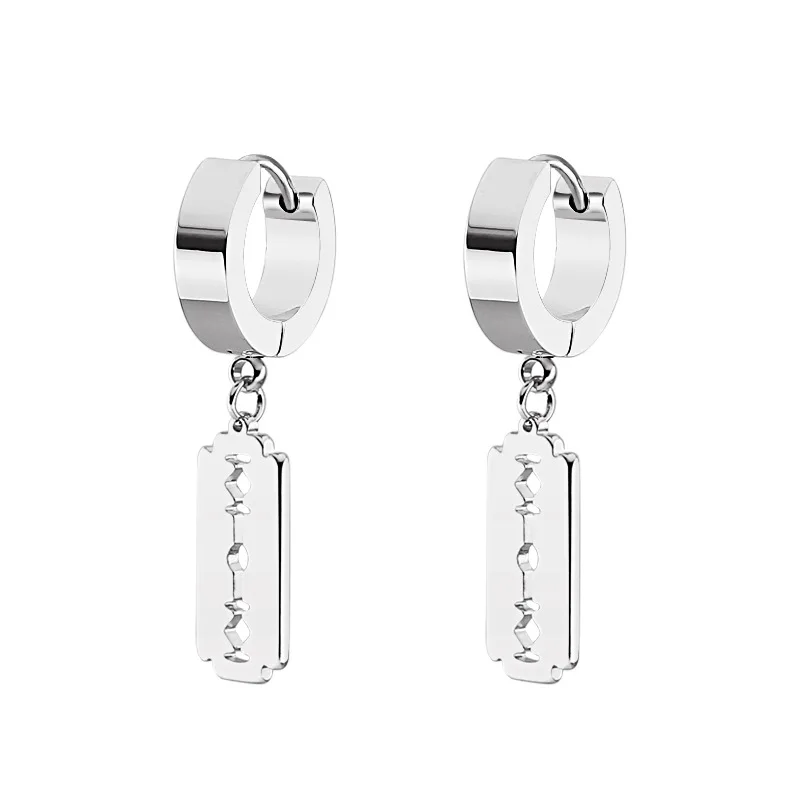 New Design The Blade Earrings for Men Women Punk Acrylic Rock A Razor Necklace Ring Fashion Jewelry Gift Souvenir | Украшения и