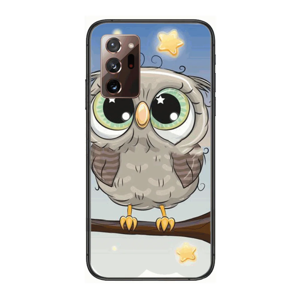 

Cute owl Phone Case cover hull For SamSung note20 10 9 8 4 pro plus black prime soft bumper Transparent