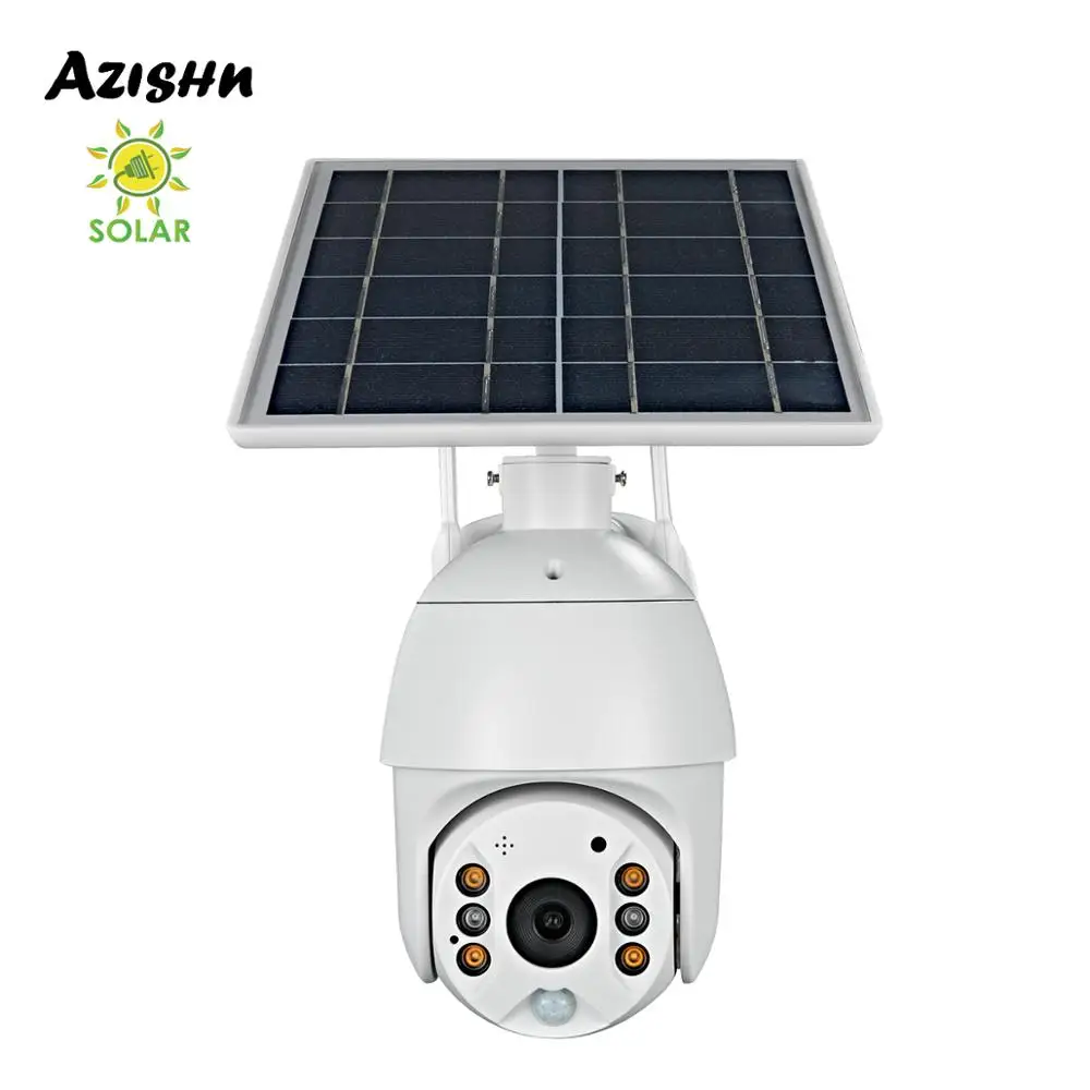 

AZISHN Solar Power Panel 1080P PTZ WiFi IP Camera Two-way Audio Outdoor Waterproof 2MPHome Security Camera Wireless PIR Motion