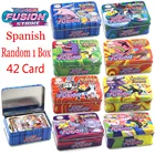42 шт.компл. испанский Покемон портативный жестяной ящик FUNSIN боевые игрушки хобби Коллекционная игра Коллекция аниме карты для детей