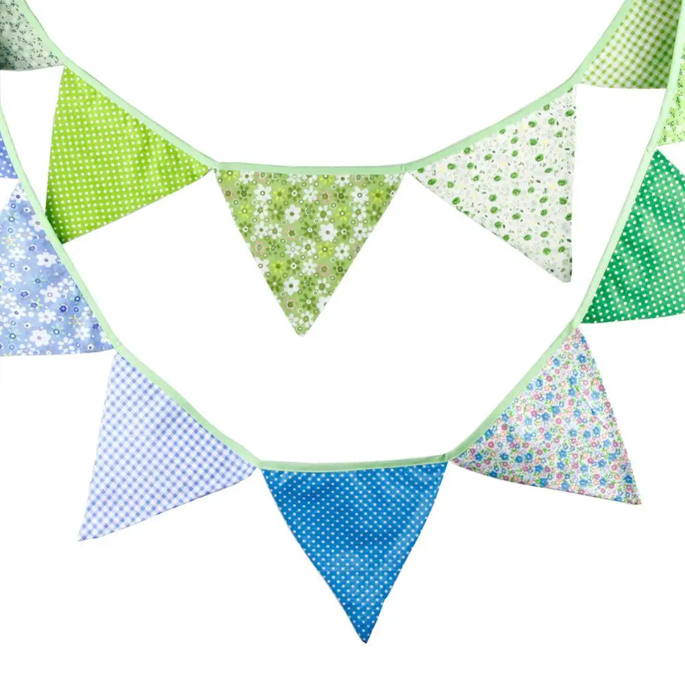 12 флагов 3 2 м гирлянды для дня рождения хлопковые флажки с цветочным рисунком