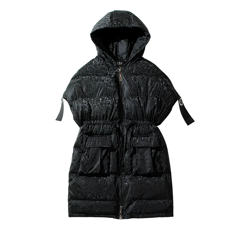 

Autumn and winter cotton women's five-point sleeve loose long section 2019 new hooded jacket cotton padded thickening