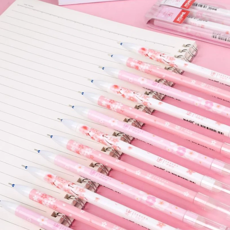 2 шт./компл. милый розовый Вишня в цвету гелевая ручка 0 38 мм синий/черный моющийся