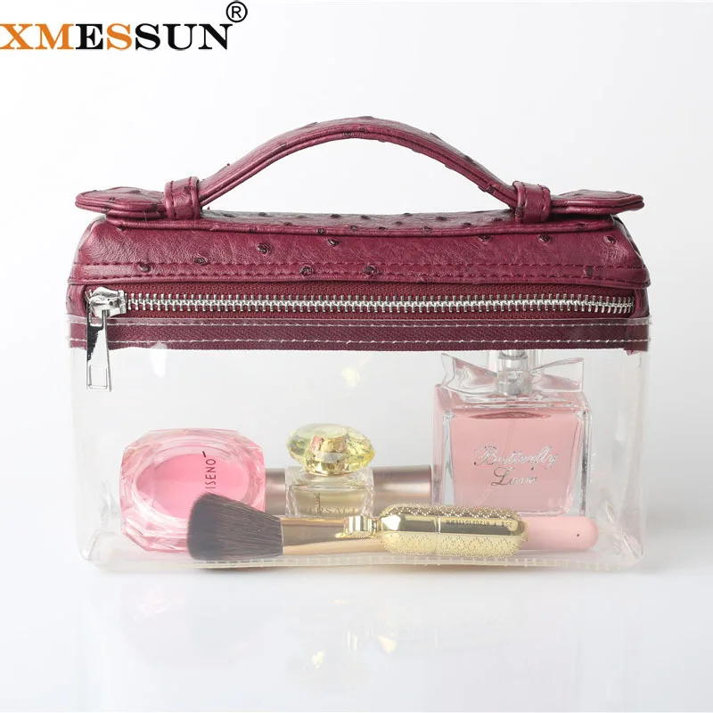 XMESSUN Прозрачная женская косметичка из ТПУ кожи Водонепроницаемая на молнии
