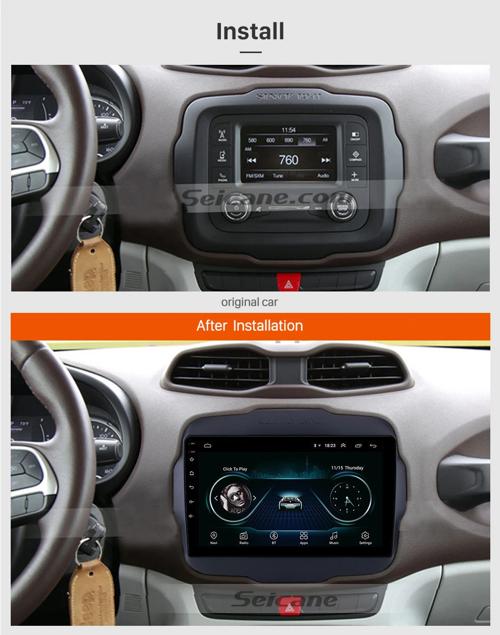 Seicane " Android 8,1 2Din автомобильный gps радио для Jeep Renegade мультимедийный плеер с USB Bluetooth wifi 1080P Aux