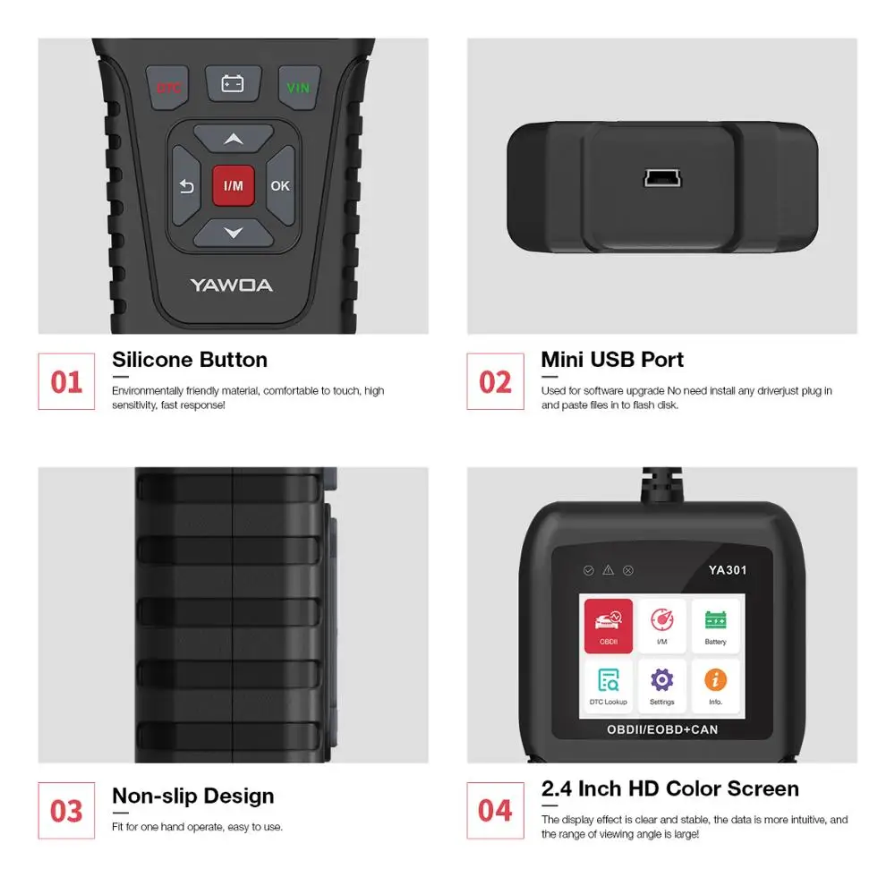 Ediag YA301 OBDII/EOBD батарея тест реальный 16pin код читателя USB обновление OBD2
