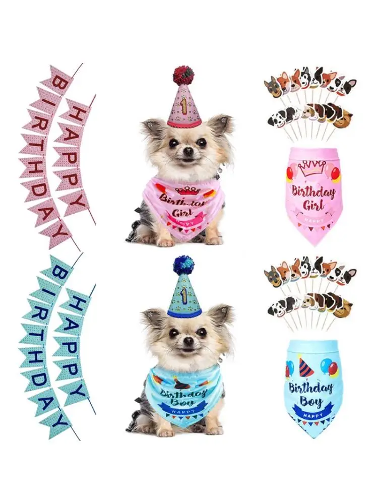 Pet баннеры для дня рождения собаки шапки и шарфы набор милая собачка день бандана