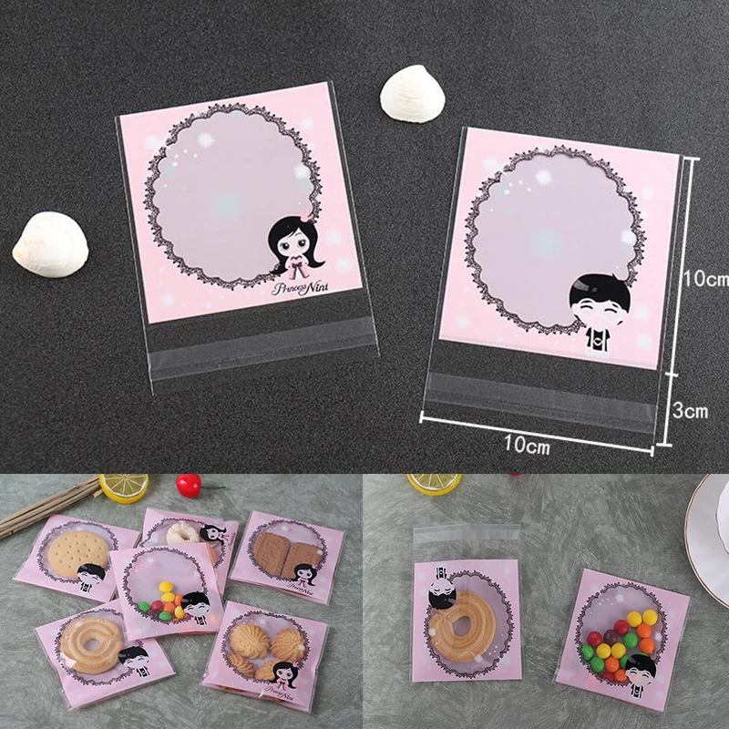 100 шт Кружева самоклеющиеся печенья конфеты упаковка подарочные пакеты целлофан