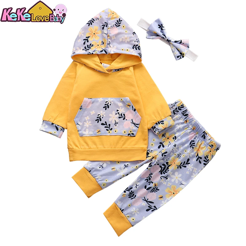 Комплект осенней одежды для маленьких девочек 3 шт. модный наряд с длинным