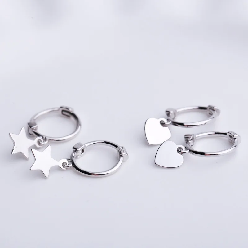 Женские серебряные серьги звезда любовь сердце крест шар ушное кольцо Ушная