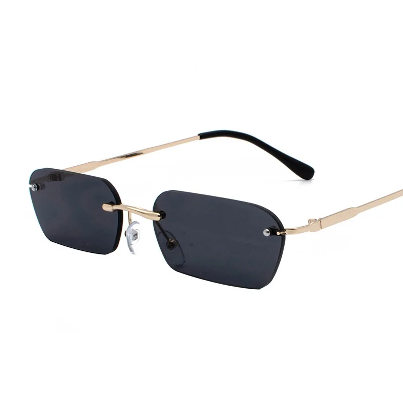 

Fashion Rectangle Rimless Metal Frame Mirror Sunglasses Women Men Street Wear Trending Brand Designer Sunglasses Wholesale