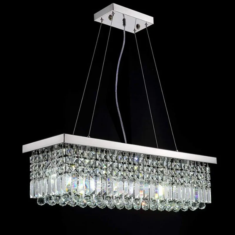 Lámpara colgante de araña de cristal Rectangular para sala de estar, luz LED moderna para comedor, decoración de restaurante