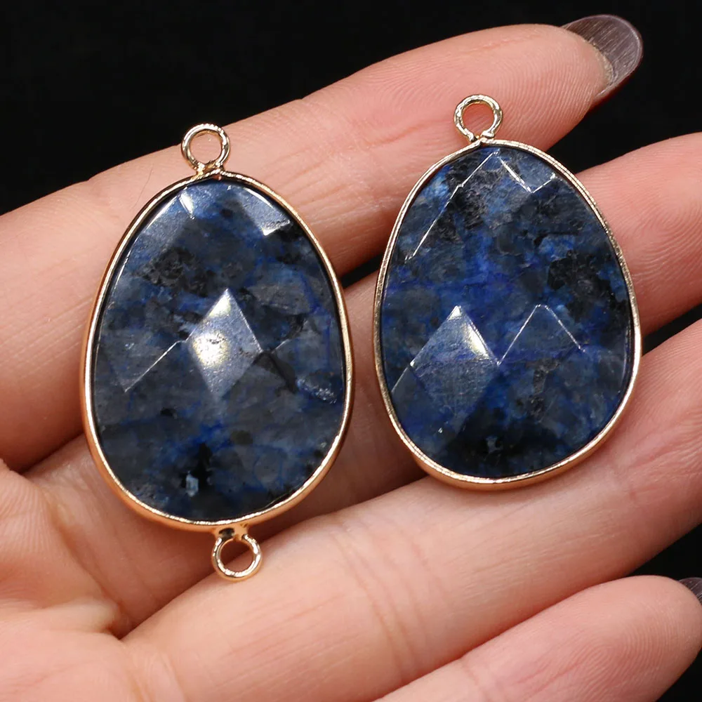 

Natural Semi-precious Stone Pendant Connector Blue Flash Labradorite DIY Jewelry Making Necklace Bracelet Gift