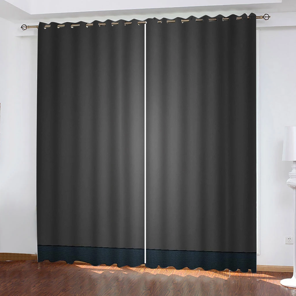 

Modern Home Decoration Curtain pure black Customized 3D Blackout Curtains Living Room Bedroom Hotel Window