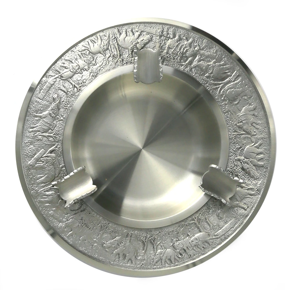 

Oriental Pewter - Pewter Cigarette Ashtray, Ash Tray, Pure Tin 97% Lead-Free LA999 Beautiful Embossed Made in Thailand