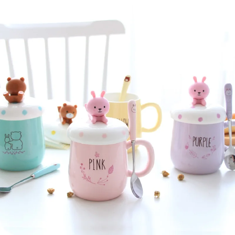 Творческий модный мультфильм керамические кружки милая пара чашка кофе кружка