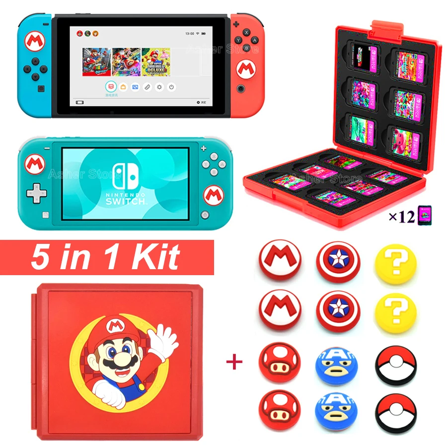 Новинка 5 в 1 аксессуары для Nintendo Switch чехол игровой карты с 12 слотами 4 крышки Nitendo