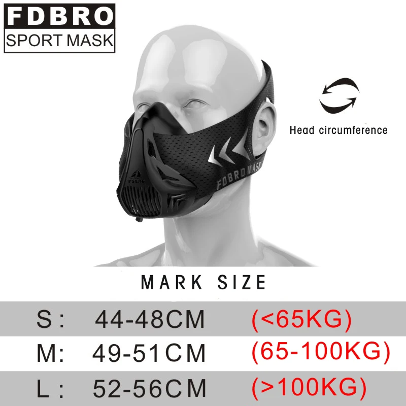 Спортивная маска для бега FDBRO Спортивная маска шестискоростная тренировочная противокислородная защита сопротивление кислороду высота кардио маска для выносливости