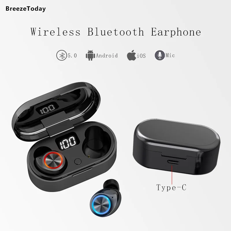 Беспроводная гарнитура наушники вкладыши TWS Bluetooth 5 0 спортивные для iPhone Huawei