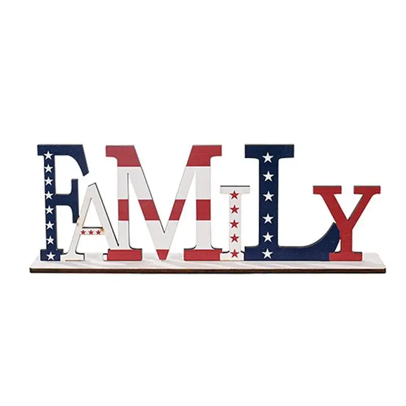 

Independence Day Home Table Decor Wooden Freedom Patriotic Plaque Durable Waterproof for Bedroom Wooden Letter Ornaments
