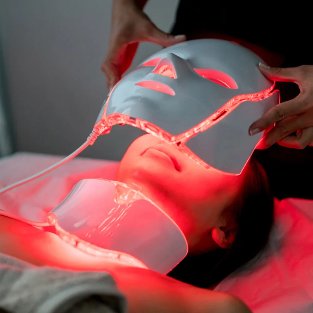 

7 Colors Light LED Facial Mask With Neck Skin Rejuvenation Face Care Treatment Beauty Anti Acne Therapy Whitening