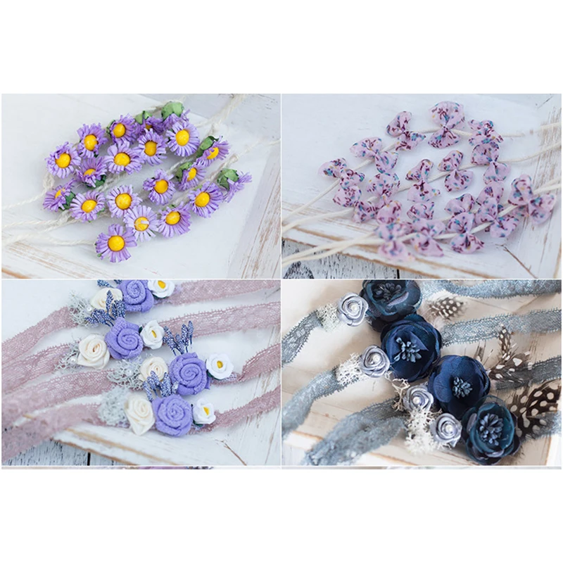 Diademas el&aacute;sticas para ni&ntilde;a reci&eacute;n nacida, lazos de flores, accesorios para estudio fotogr&aacute;fico-2