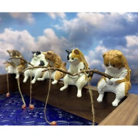 leisurely fishing time cat fishing series gashapon toys three felinae scottish fold persian creative cute model ornament toys