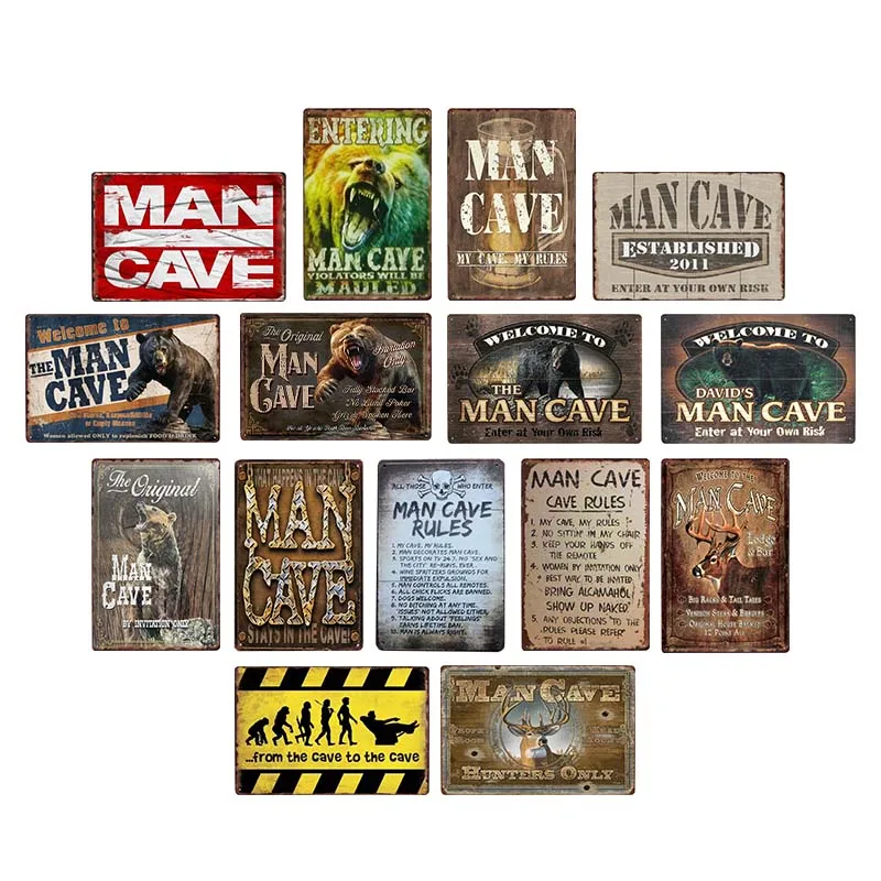 

Man Cave Rules Metal Tin Sign Plaque Vintage Shabby chic Poster Wall Art Decor For Cafe Bar Pub Home Decor Iron Painting 20*30CM