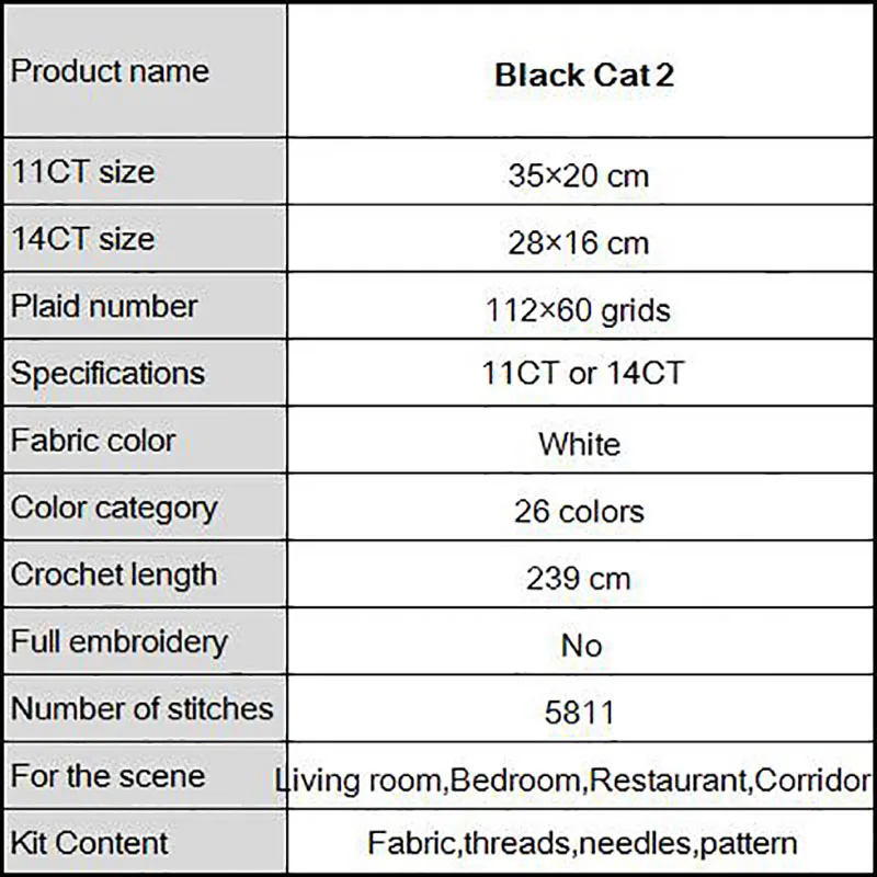 Набор для вышивки черная кошка 11CT 14CT|Упаковка| |