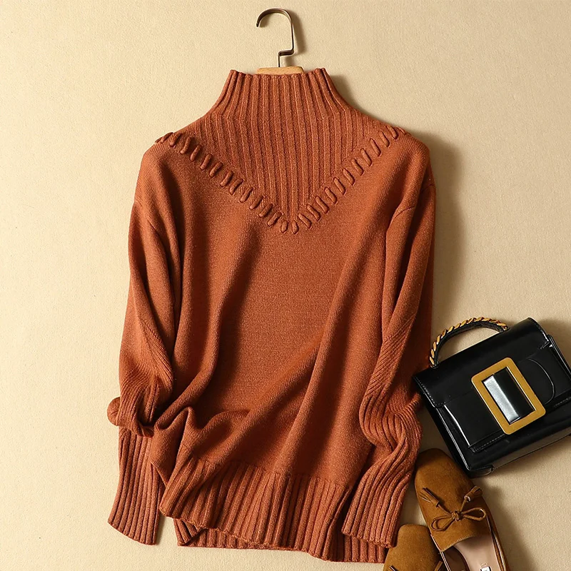 

Модный дизайн 2021 осень зима новые женские свитера и пуловеры Водолазка однотонная трикотажная женская верхняя одежда пальто Топы