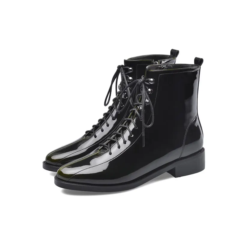 Женские ботильоны из натуральной кожи на шнуровке с градиентом | Обувь