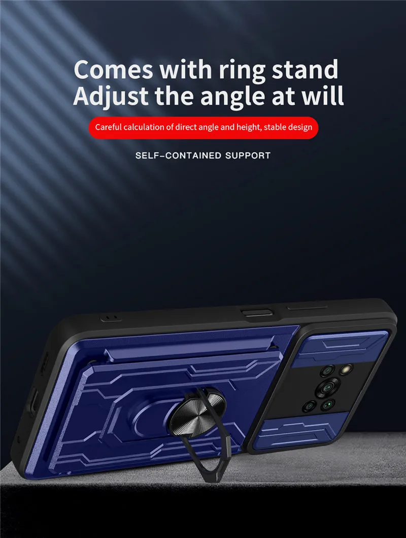 for xiaomi poco x 3 x3 nfc case shockproof armor card slot phone case for mi pocophone x3pro pocox3 pro ring magnetic cover free global shipping