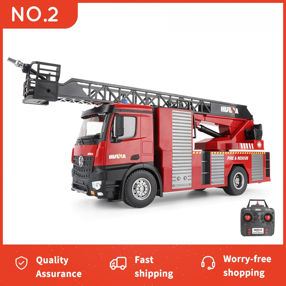 

HUINA 1:14 RC Fire Truck 22 Channels Tractor Model Engineering Car with Working Water Spra and Squirts Water Kids Birthday Gift
