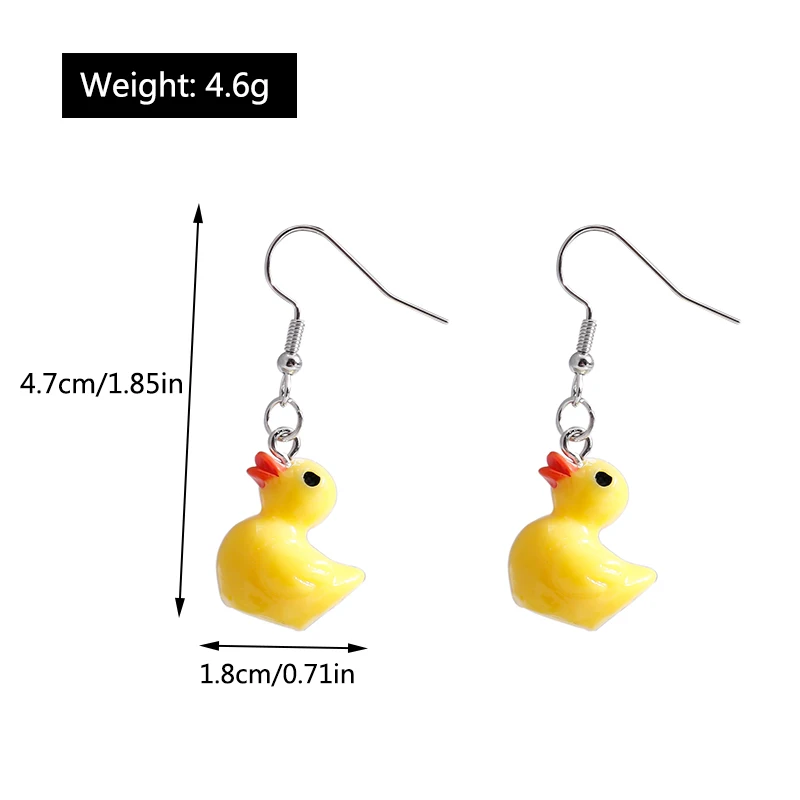 

3D Cartoon Yellow Duck Earrings for Women Girls Original Cute Duck Animal Dangle Earrings Novelty Handmade Jewelry