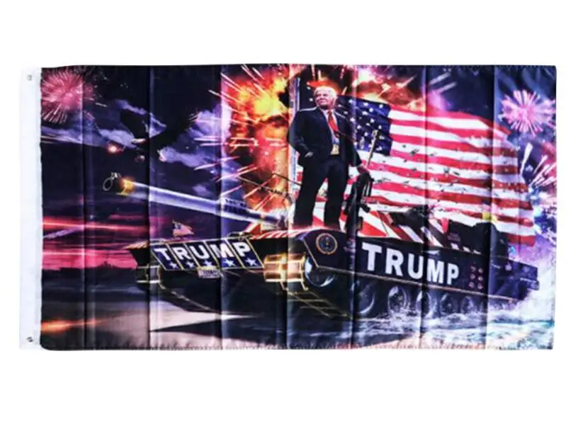 50pcs TRUMP TANK Flag 90x150cm Digital Print Polyester Banner 3*5 FT Big Hanging Trump Wholesale | Дом и сад