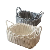 cotton rope woven storage boxes bread basket laundry basket toys basket home kitchen bathroom cosmetic stationery organizer box