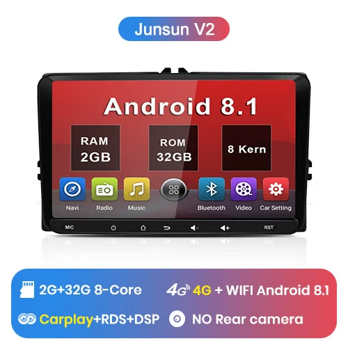 Junsun V1pro 2 г+ 32 г DSP Android9.0 Автомобильный мультимедийный плеер радио gps для Volkswagen VW Passat B6 Touran GOLF5 POLO jetta 2 din DVD - Цвет: V2