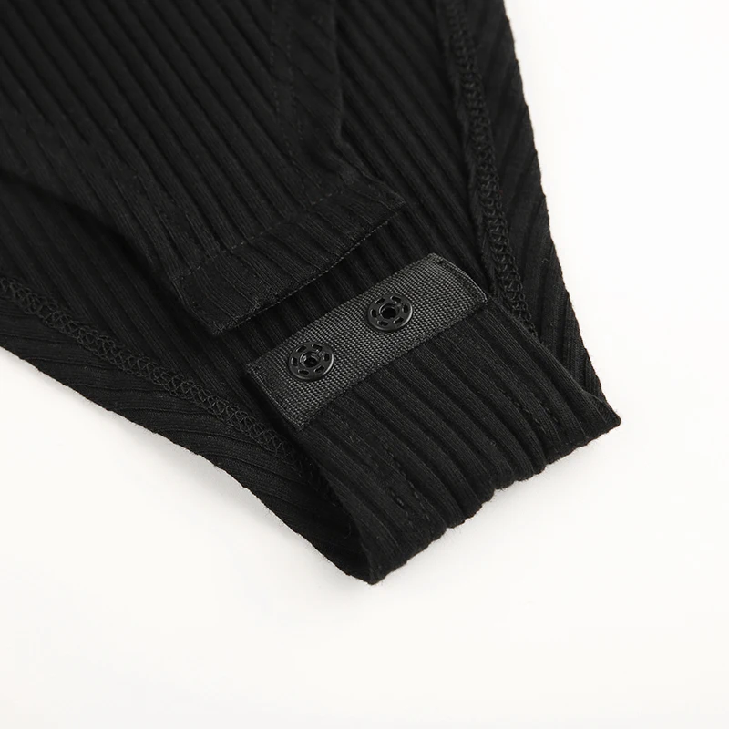 

Autumn Females Sexy Black Bodysuits Winter Skinny Buttons Long Sleeve Bodysuit Women Shirt Fashion Body Mujer Jumpsuits